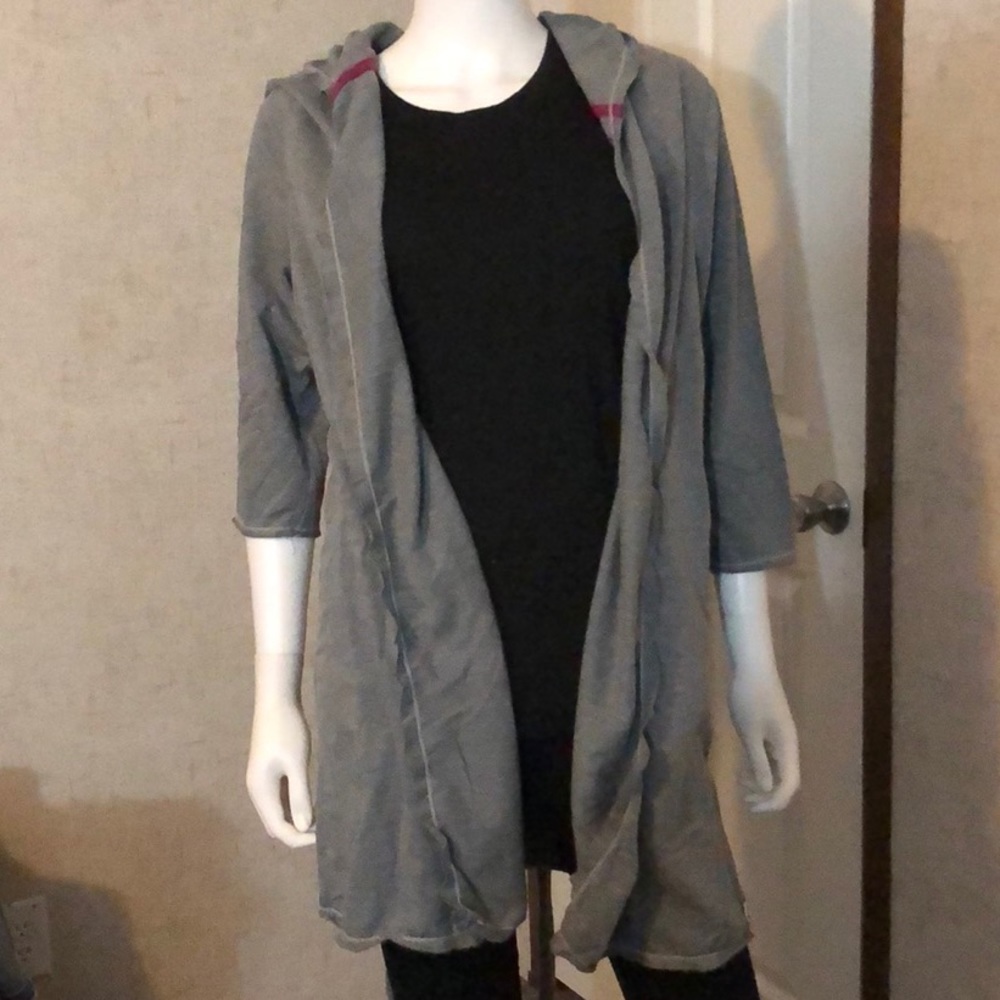 Hooded tie cardigan